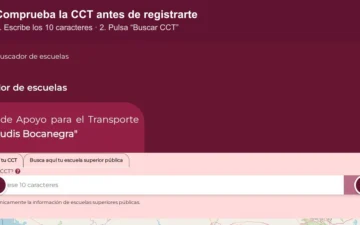 Buscador oficial de escuelas Gertrudis Bocanegra con el campo para escribir la CCT y el botón Buscar CCT