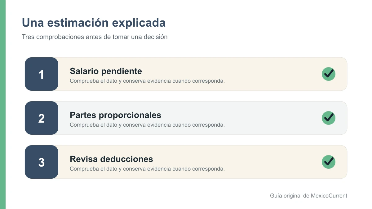 Fórmula de salario, aguinaldo, vacaciones y prima para estimar un finiquito
