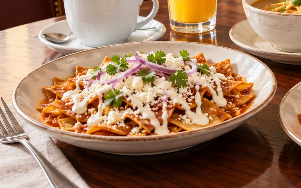 Chilaquiles ilustrativos para la guía del menú Sanborns