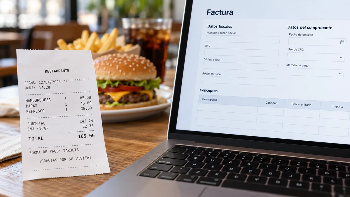 Ticket y formulario para solicitar un CFDI