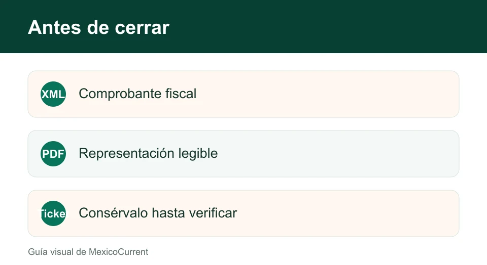 XML, PDF y ticket que deben guardarse después de facturar