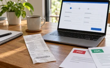 Ticket de supermercado y archivos de factura electrónica