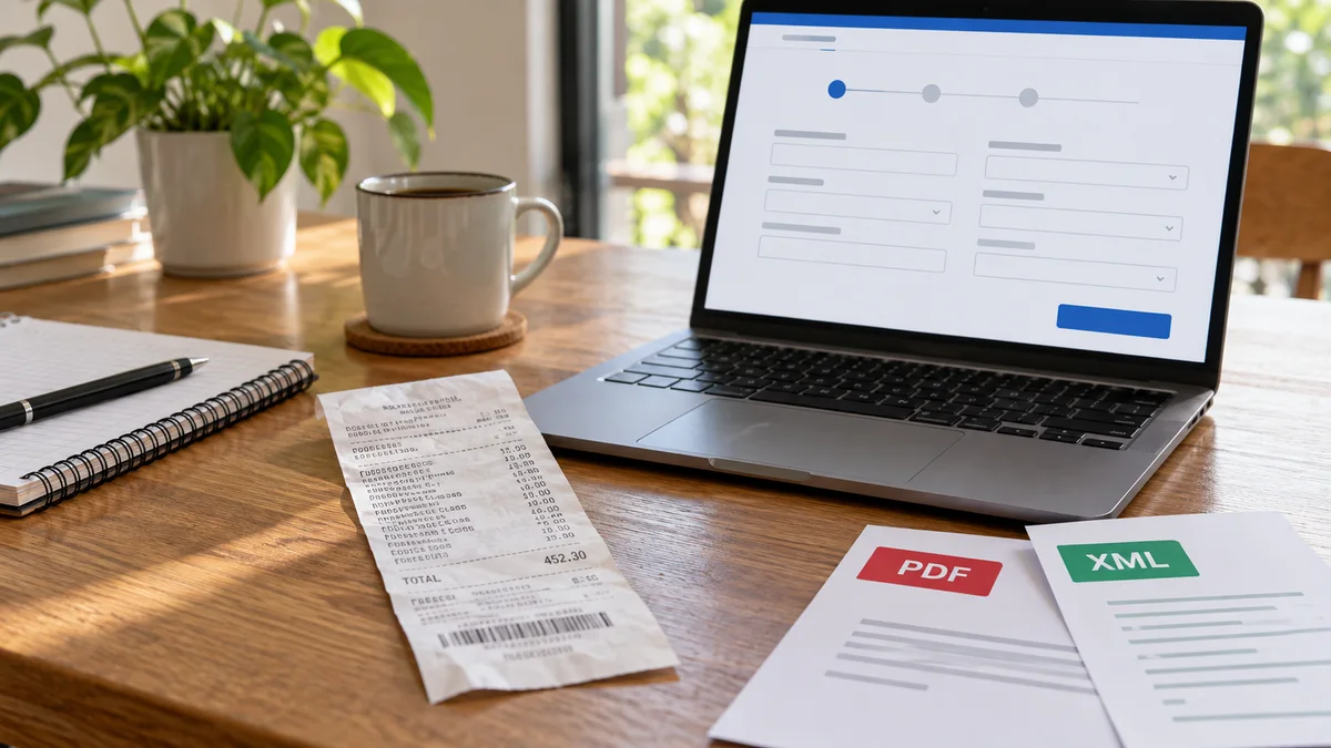 Ticket de supermercado y archivos de factura electrónica