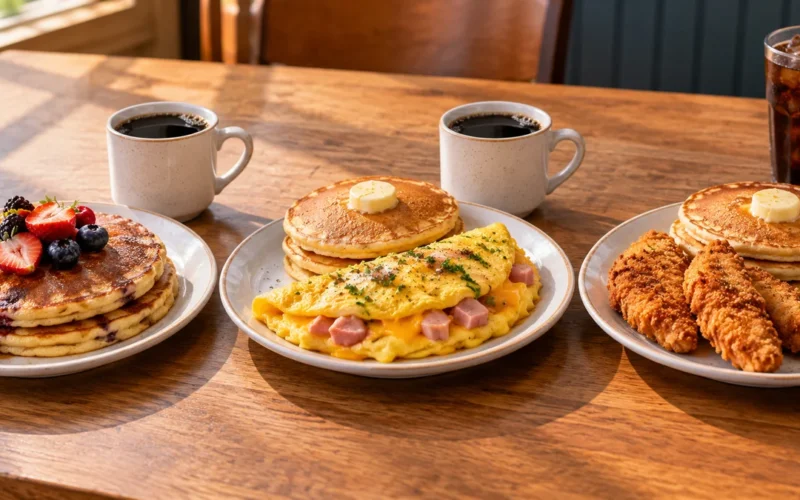 Pancakes, omelette y Chicken and Pancakes como opciones del menú IHOP México