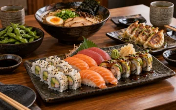 Rollos, nigiri y ramen como referencia del menú Kabuki Sushi