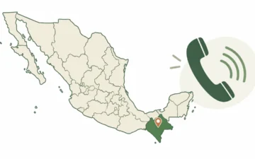 Mapa ilustrativo de Chiapas y llamada telefónica