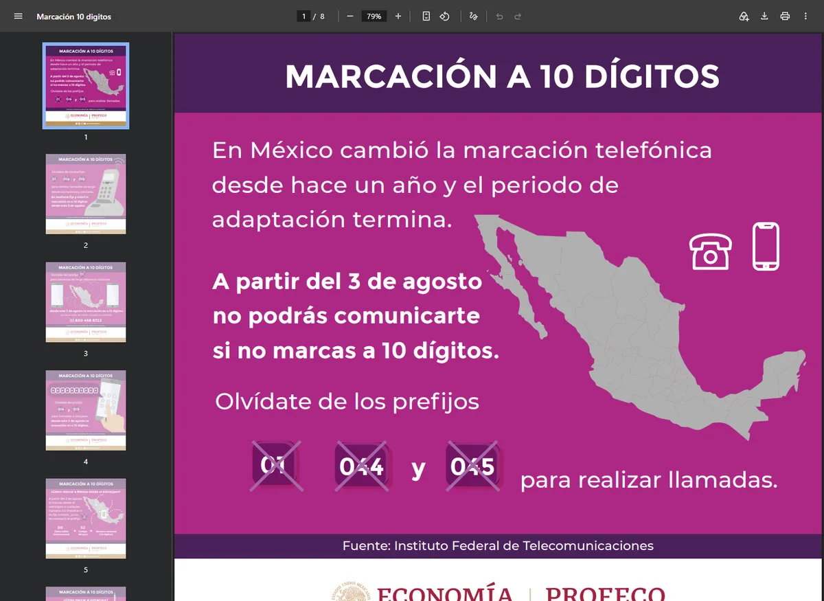 Guía oficial mexicana de marcación telefónica a diez dígitos