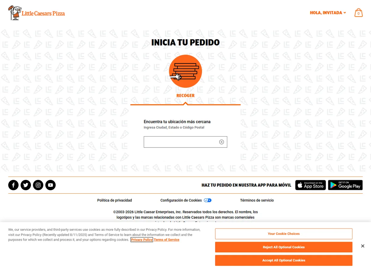 Selector oficial de sucursal Little Caesars México