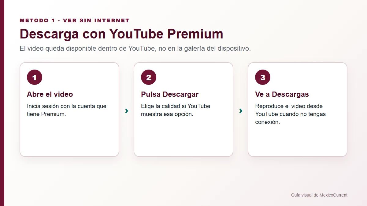 Pasos para guardar un video sin conexión con YouTube Premium