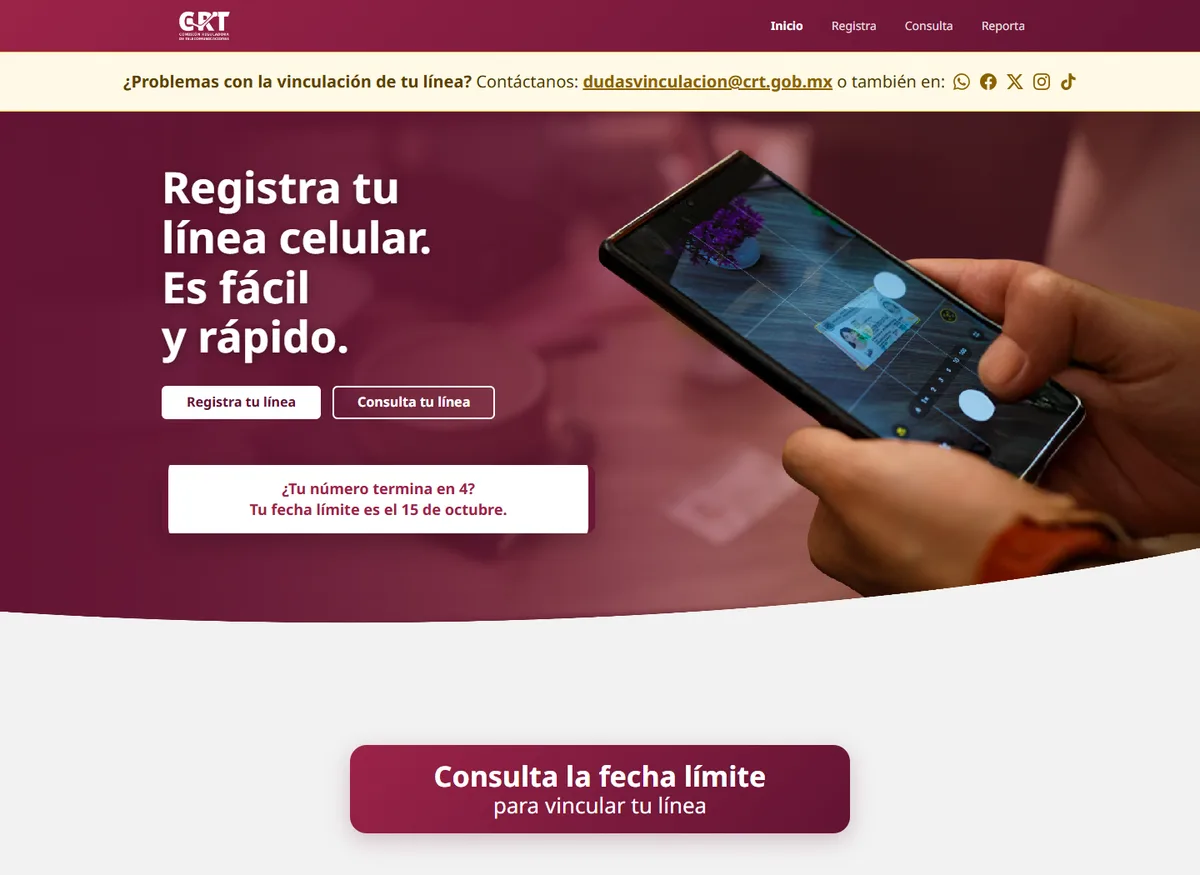 Calendario oficial para registrar líneas celulares en México