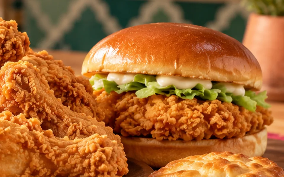 Sándwich de pollo ilustrativo para comparar hamburguesas Church's