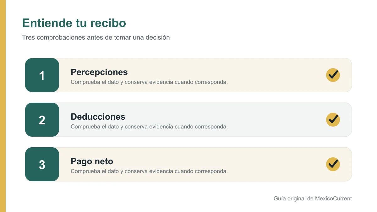 Diagrama del sueldo bruto, deducciones y sueldo neto en México