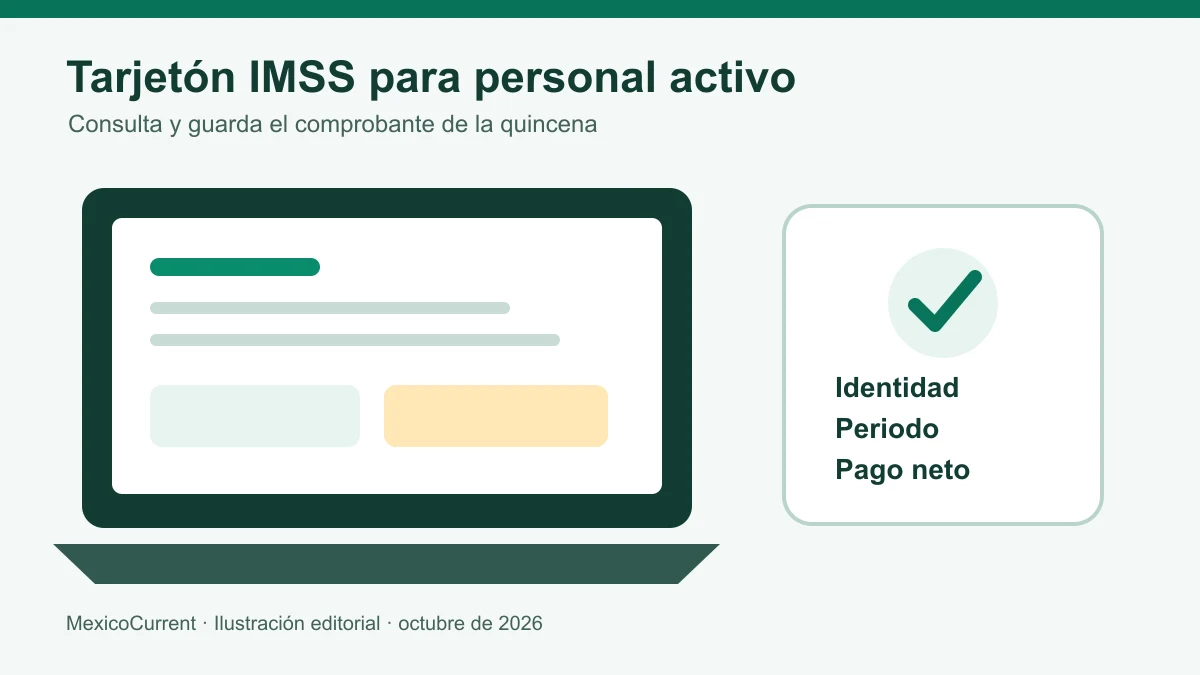 Tarjetón IMSS para trabajadores activos en una computadora
