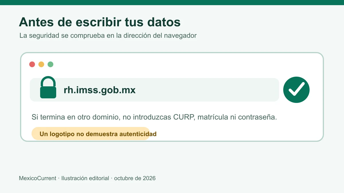 Cómo comprobar el dominio oficial antes de abrir el Tarjetón IMSS