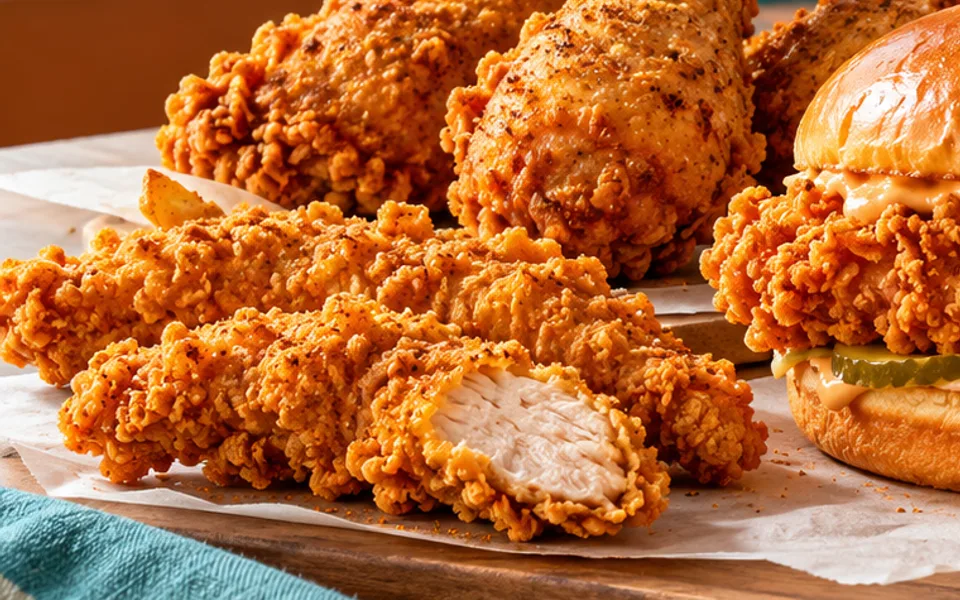 Tiras de pollo ilustrativas para comparar tenders de Popeyes