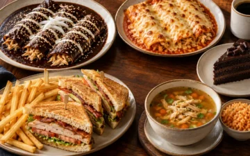 Enchiladas, club sándwich, consomé y pastel como opciones del menú de Toks